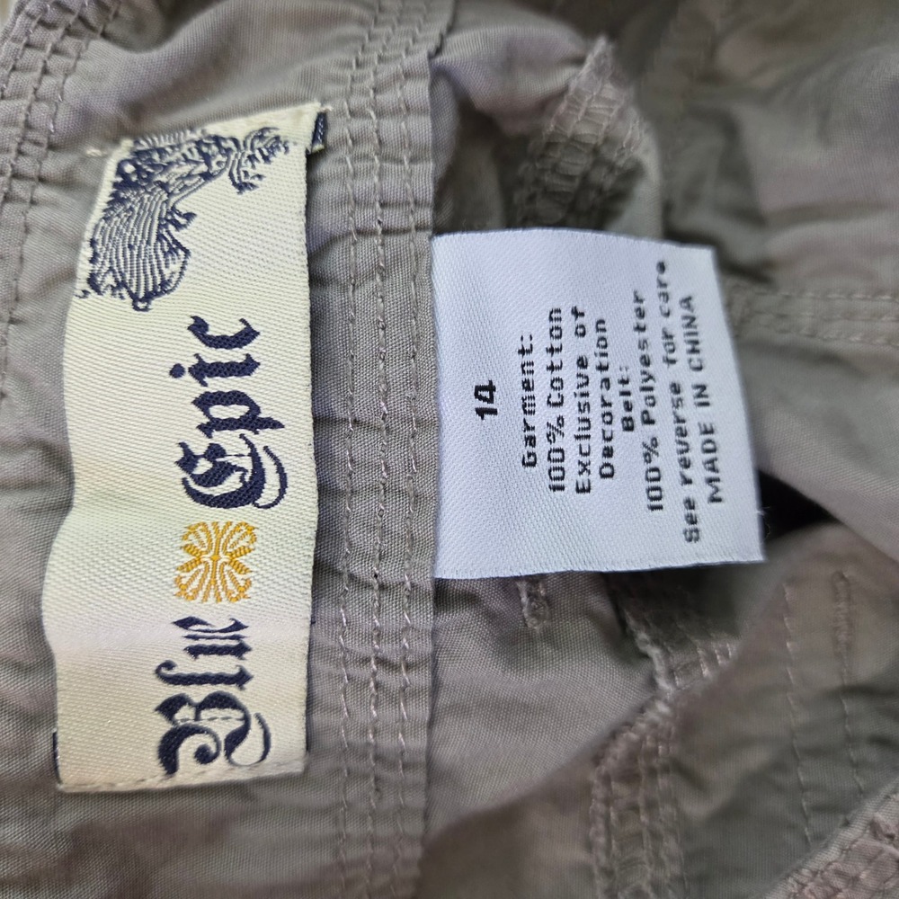 Blue Epic Cargo Pants Womens 14 Taupe Belted Multi Pocket - Picture 7 of 8